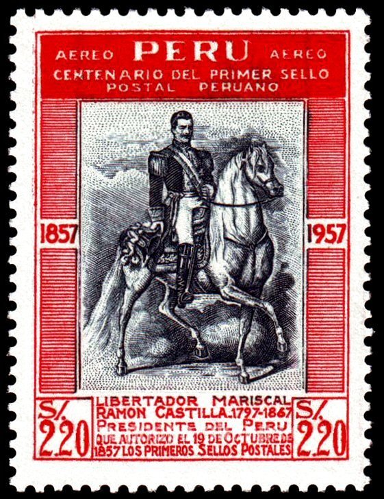 Estampilla peruana del Mariscal Ramón Castilla, 1957.