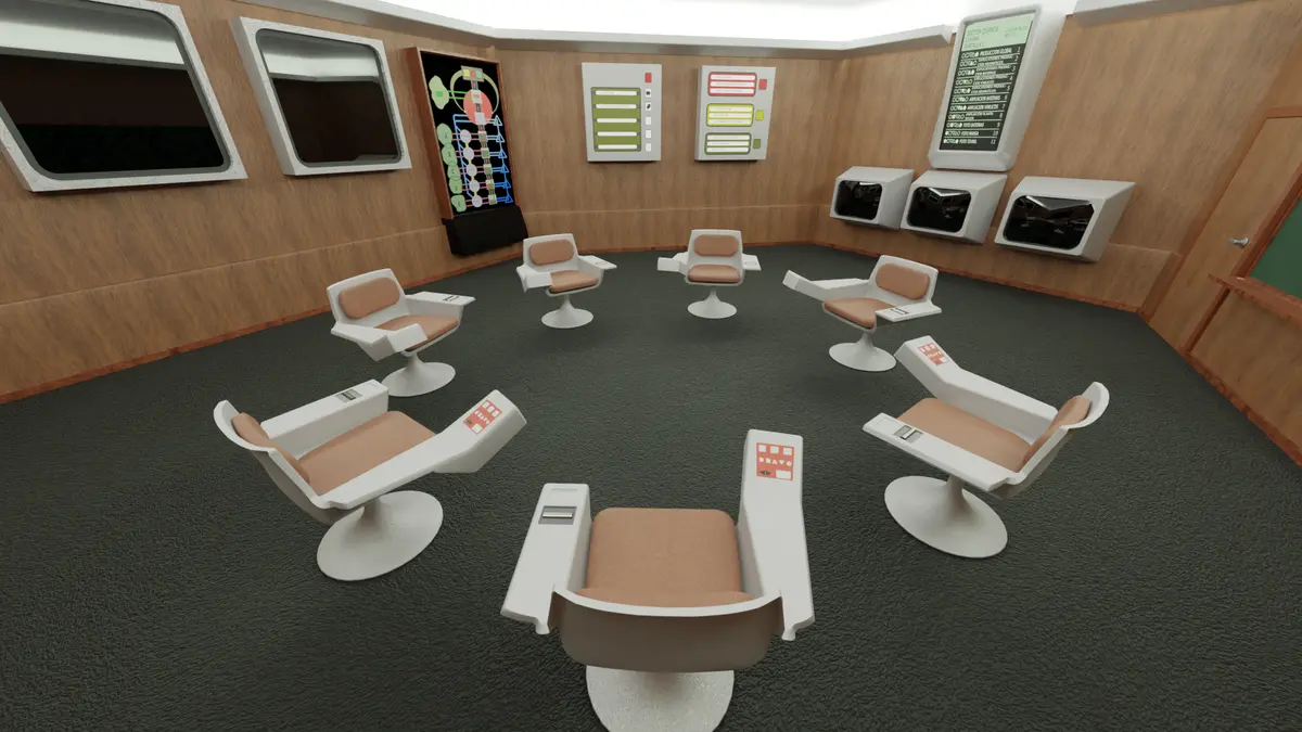 Sala de control del Proyecto Cybersyn, diseñada por Stafford Beer para gestionar la economía chilena en tiempo real.