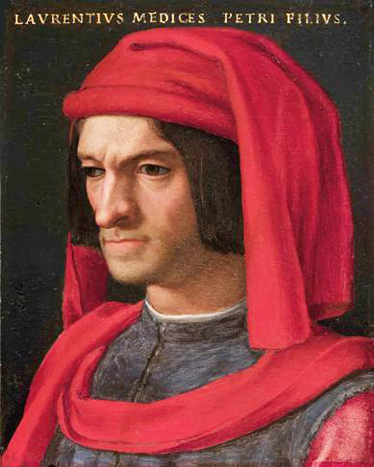 Retrato de Lorenzo de Médicis, El Magnífico, mecenas del Renacimiento italiano.